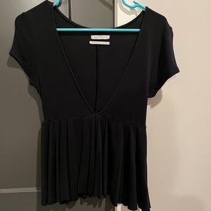 Urban Outfitters Black Deep V Neck Blouse - rarely worn, size small